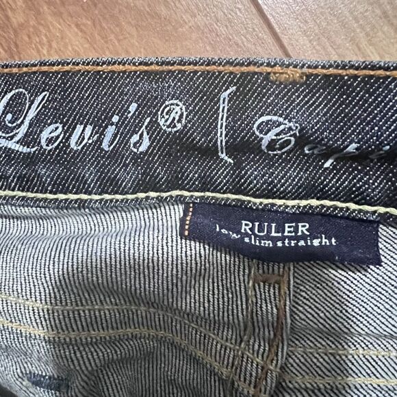 Levi's Capital E Jeans Size 29 Ruler Low Slim Straight Denim Blue Medium Wash - Picture 3 of 8